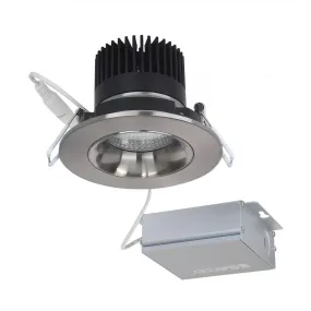 12 watt LED Direct Wire Downlight; Gimbaled; 3.5 inch; 3000K; 120 volt; Dimmable; Round; Remote Driver; Brushed Nickel