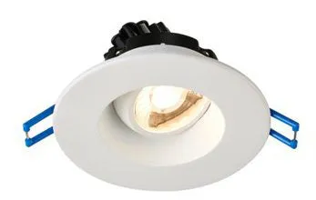 2 Inch Round Regressed Gimbal LED Downlight - High Output -5.5 Watt - 4000 Kelvin - White Trim - 24 Degree Beam Spread - 530 Lumen - Type IC Wet Air-Tight ES CRI 90 