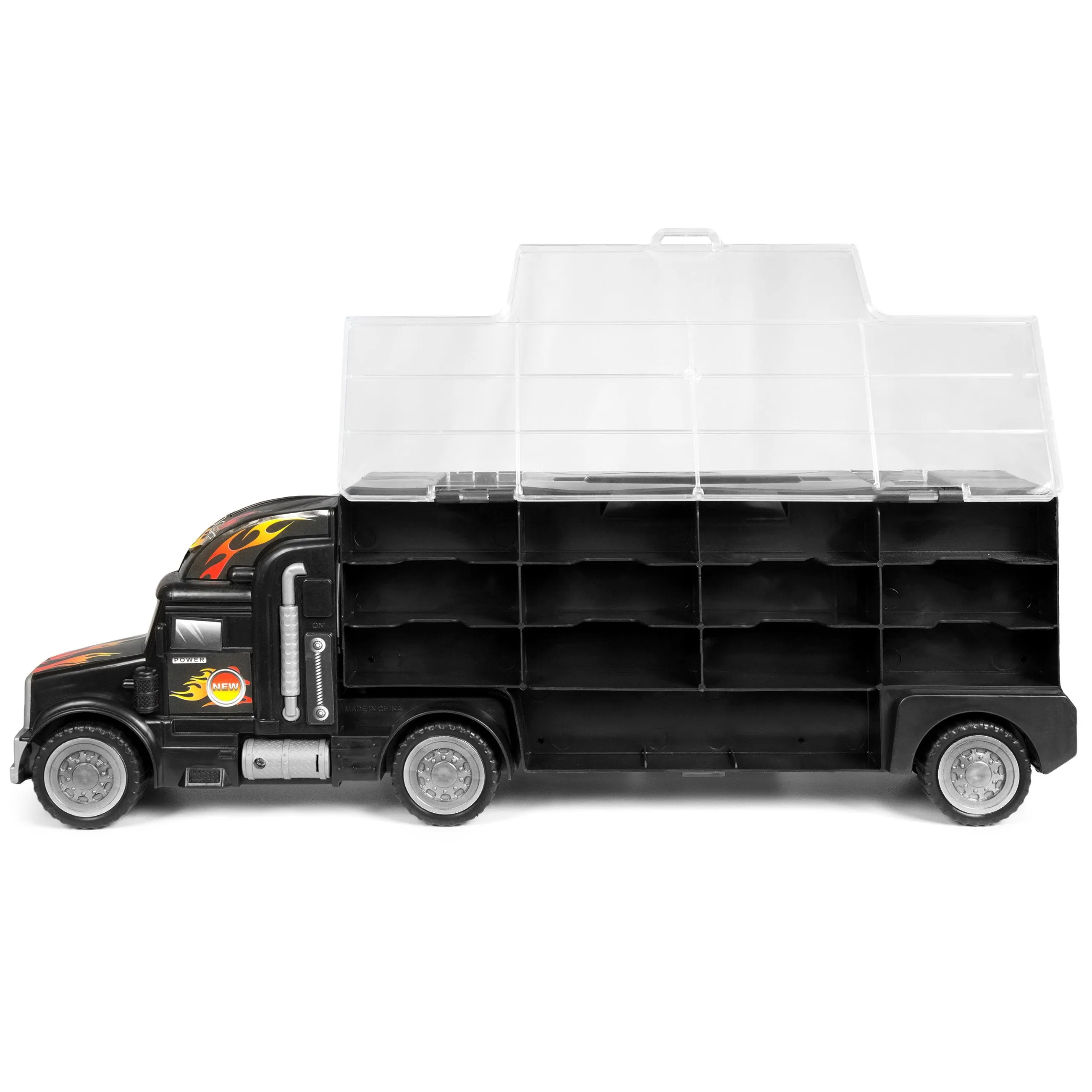 29-Piece 2-Sided Carrier Truck w/ 11 Accessories, 18 Cars - Multicolor