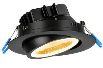 4 Inch Round Eyeball Gimbal LED Downlight - High Output -15 Watt - 2700 Kelvin - Black Trim - 38 Degree Beam Spread - 1100 Lumen - Type IC Air-Tight Wet ES CRI 90 