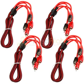 4 Pack 3ft RCA Cable OFC Interconnect DS18 R3 Competition Rated Performance Red