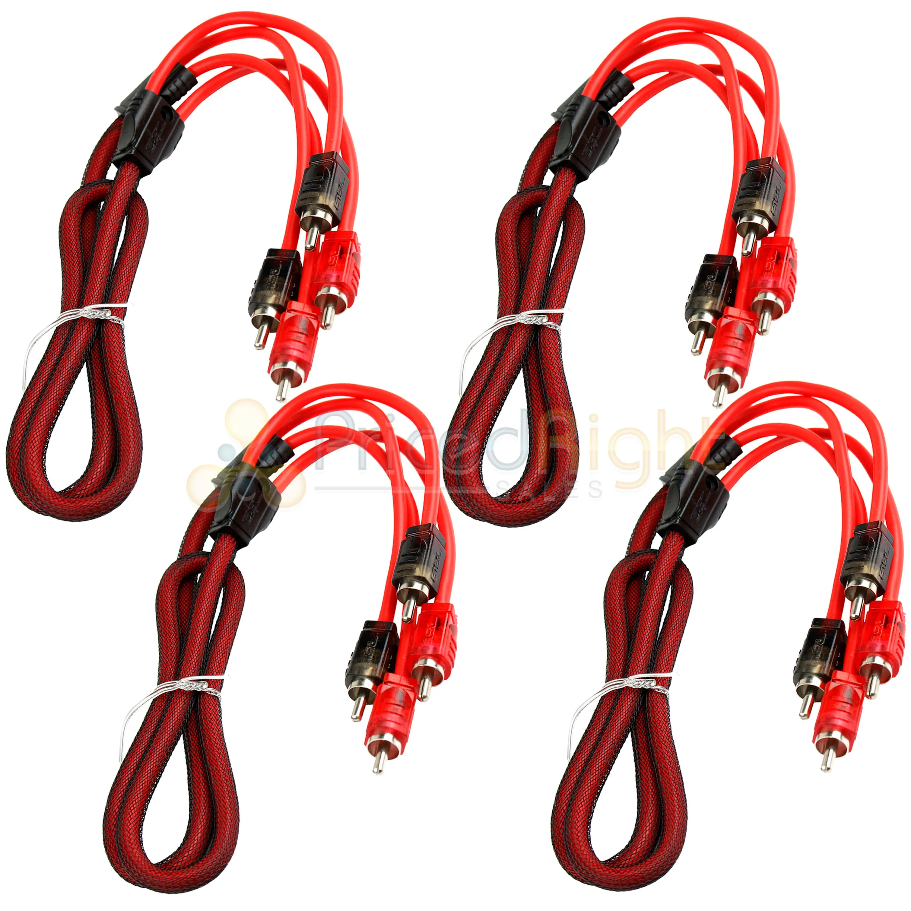 4 Pack 3ft RCA Cable OFC Interconnect DS18 R3 Competition Rated Performance Red