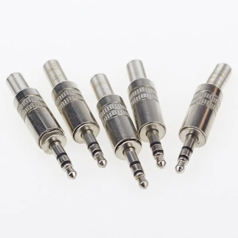 5 pcs 3.5mm 3-Pole Stereo Metal Plug Connector 3.5 Plug &amp; Jack Adapter With Soldering Wire Terminals 3.5mm Stereo Plug