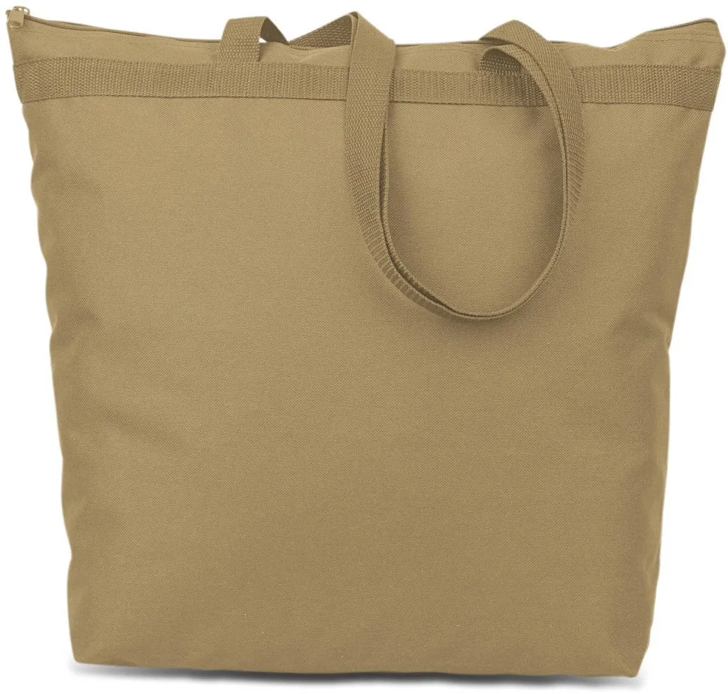 600 denier polyester large tote - khaki Case of 48