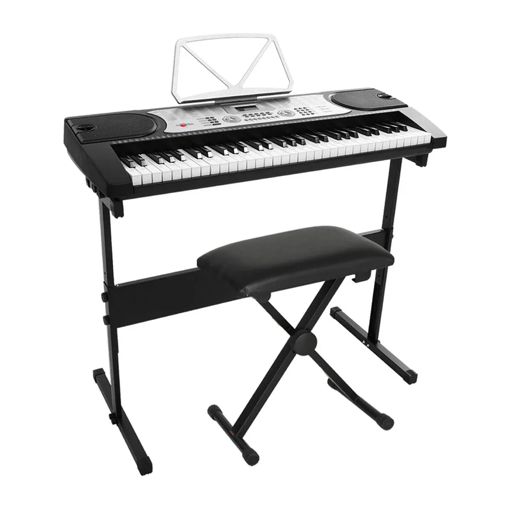 61-Key Digital Piano Keyboard LED Display, Stand, Stool - Alpha