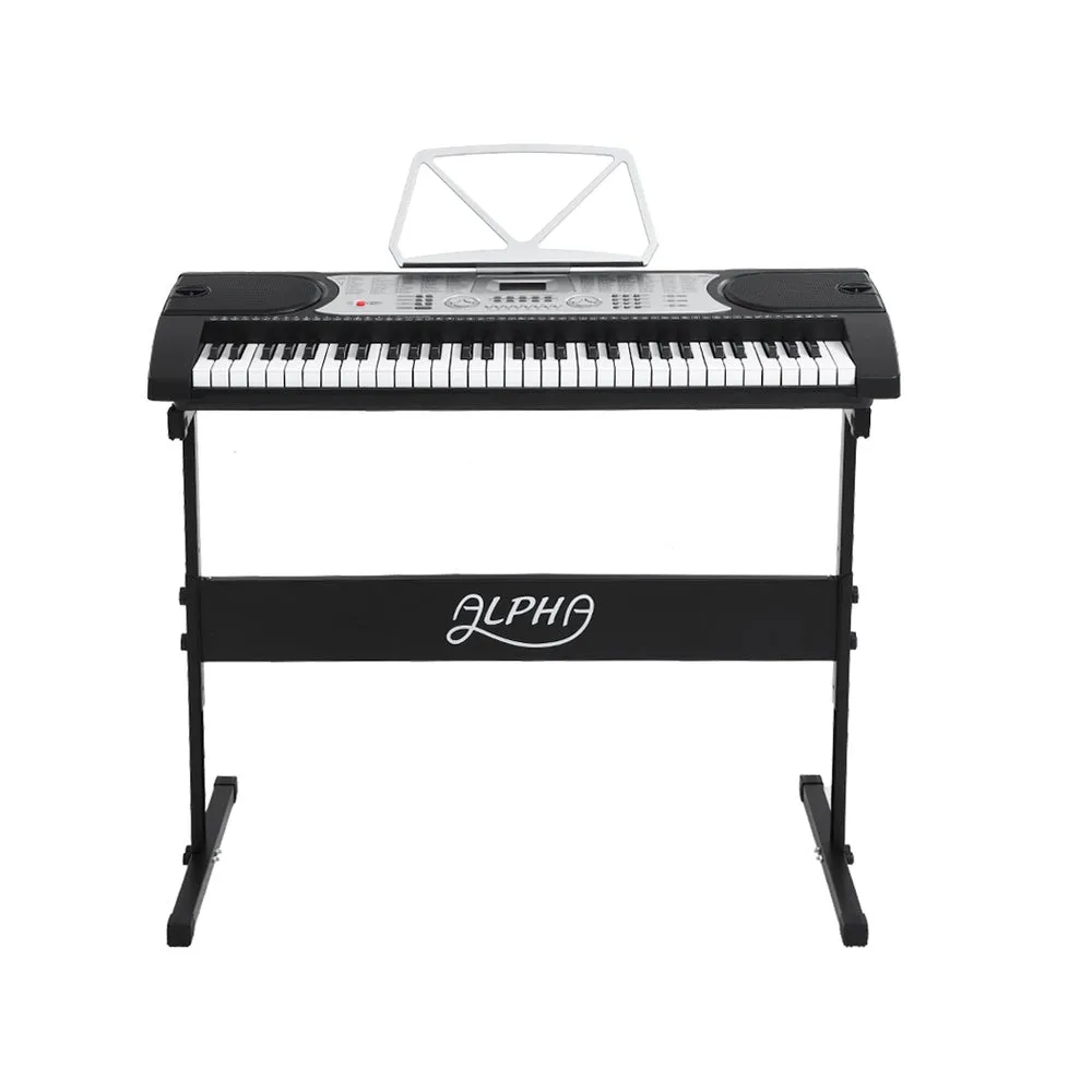 61-Key Digital Piano Keyboard LED Display, Stand, Stool - Alpha