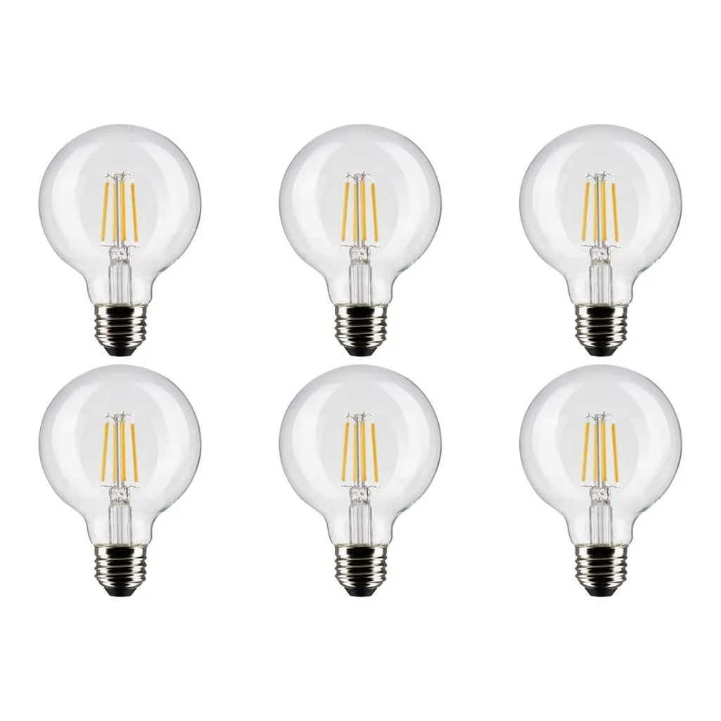 6W G25 LED - Clear - Medium base - 90 CRI - 5000K - 120V - 6-Pack