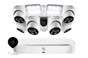 8-Channel NVR Fusion System with Six 4K Smart Deterrence IP Dome Security Cameras, Wi-Fi Floodlight and Indoor Camera