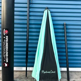 8' Yeti Teal Pipeliners cloud Umbrella and Slam Pole Holder