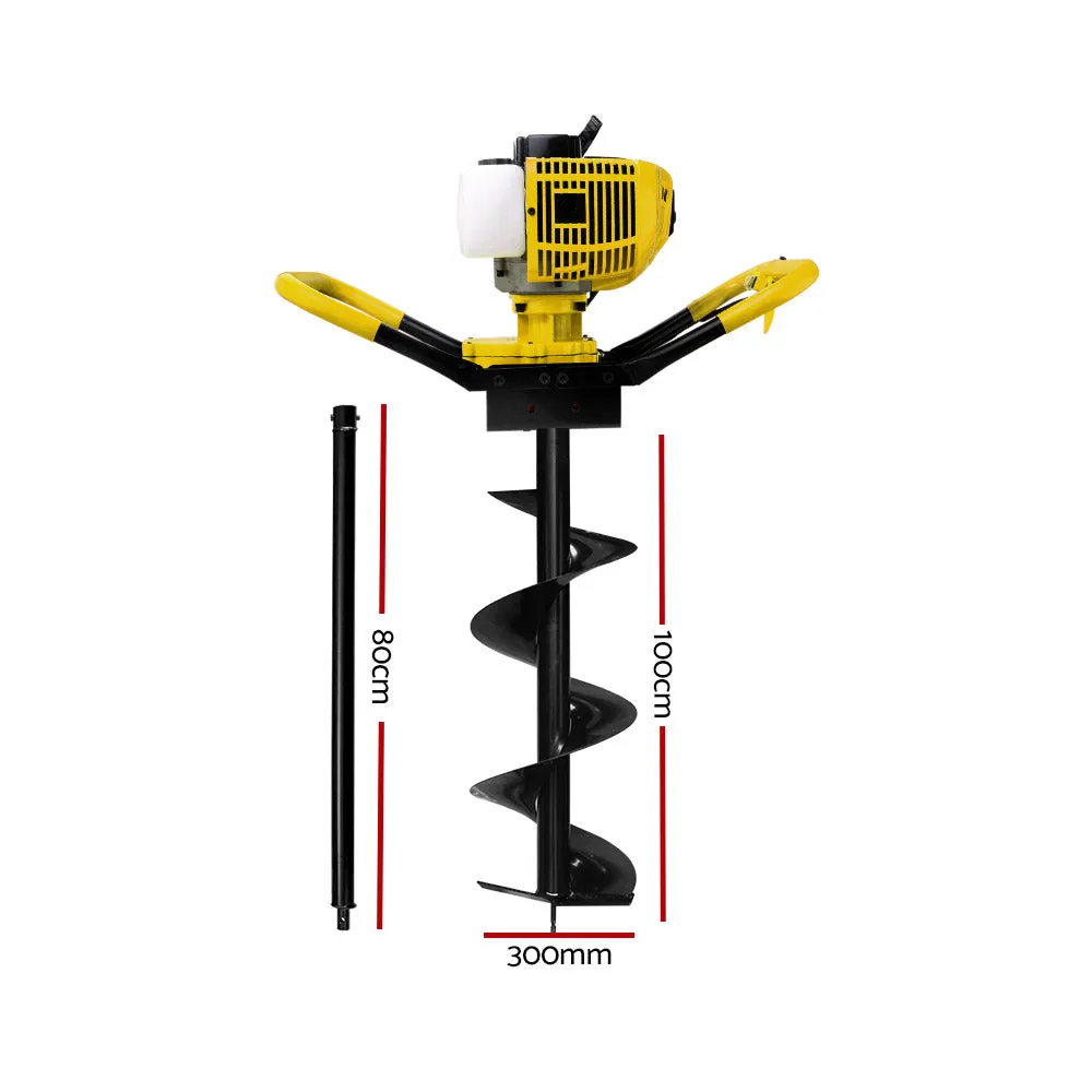 80CC Heavy Duty Petrol Post Hole Digger Drill Set - Giantz