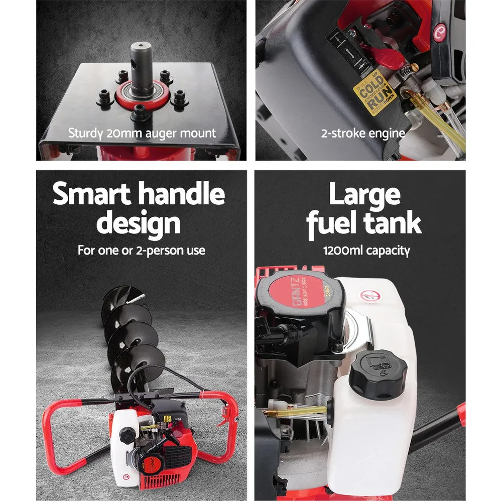 80CC Heavy-Duty Petrol Post Hole Digger Set - Giantz