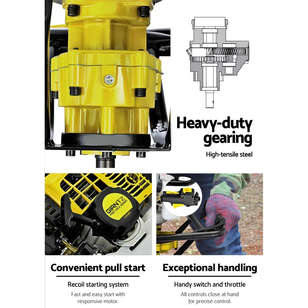 92CC Post Hole Digger 300mm Petrol Drill Auger Extension Bits