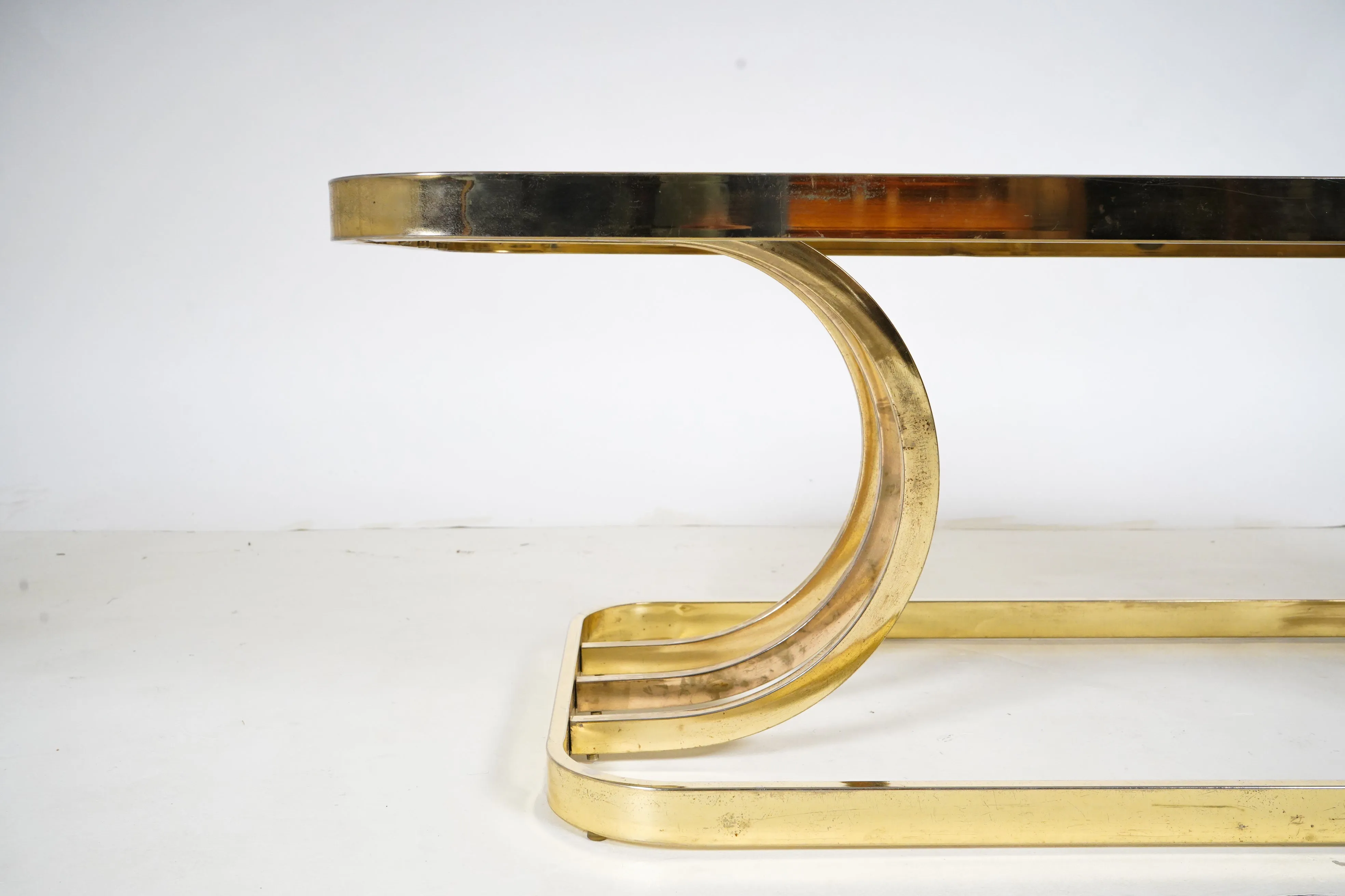 A Vintage Chrome Coffee Table With Glass Top