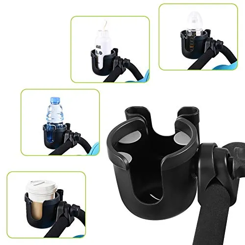 Accmor Stroller Cup Holder with Phone Holder, 2-in-1 Universal Cup Phone Holder for Stroller, Bike, Wheelchair, Walker, Scooter, Black