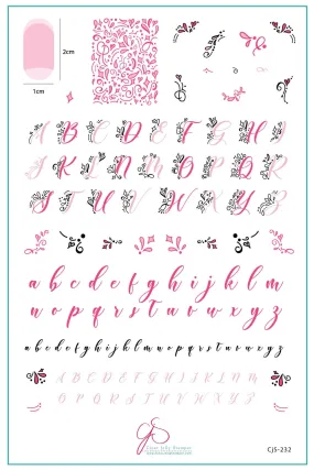 Alphabet - Twirly Swirly (CjS-232) Steel Nail Art Layered Stamping Plate