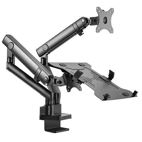 Aluminium Slim Pole-Mounted Spring-Assited Monitor Arm With Laptop Holder - SH 20 C024ML (Fits Most 17" ~ 32")