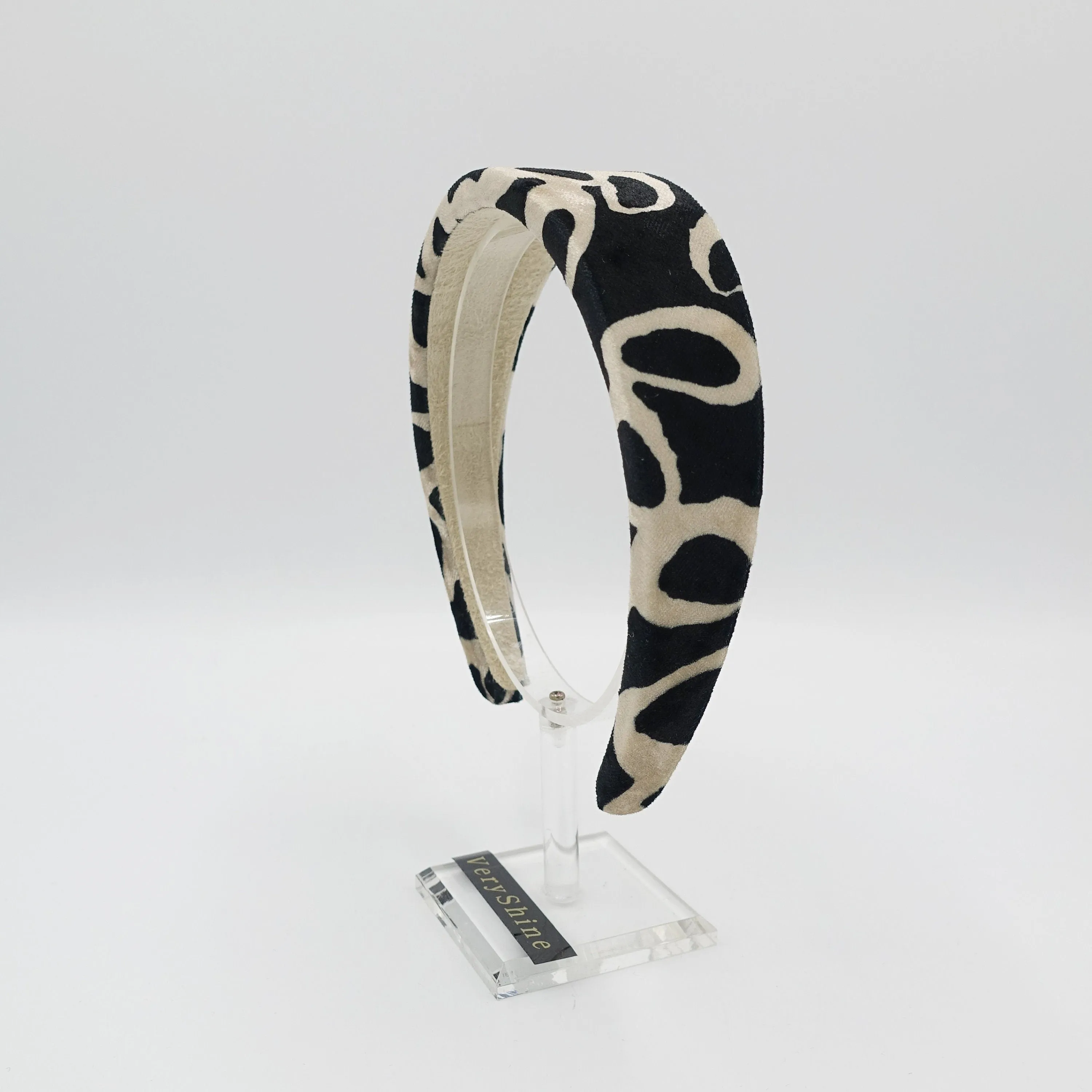 animal print velvet padded headband Autumn Winter hair accessory for women