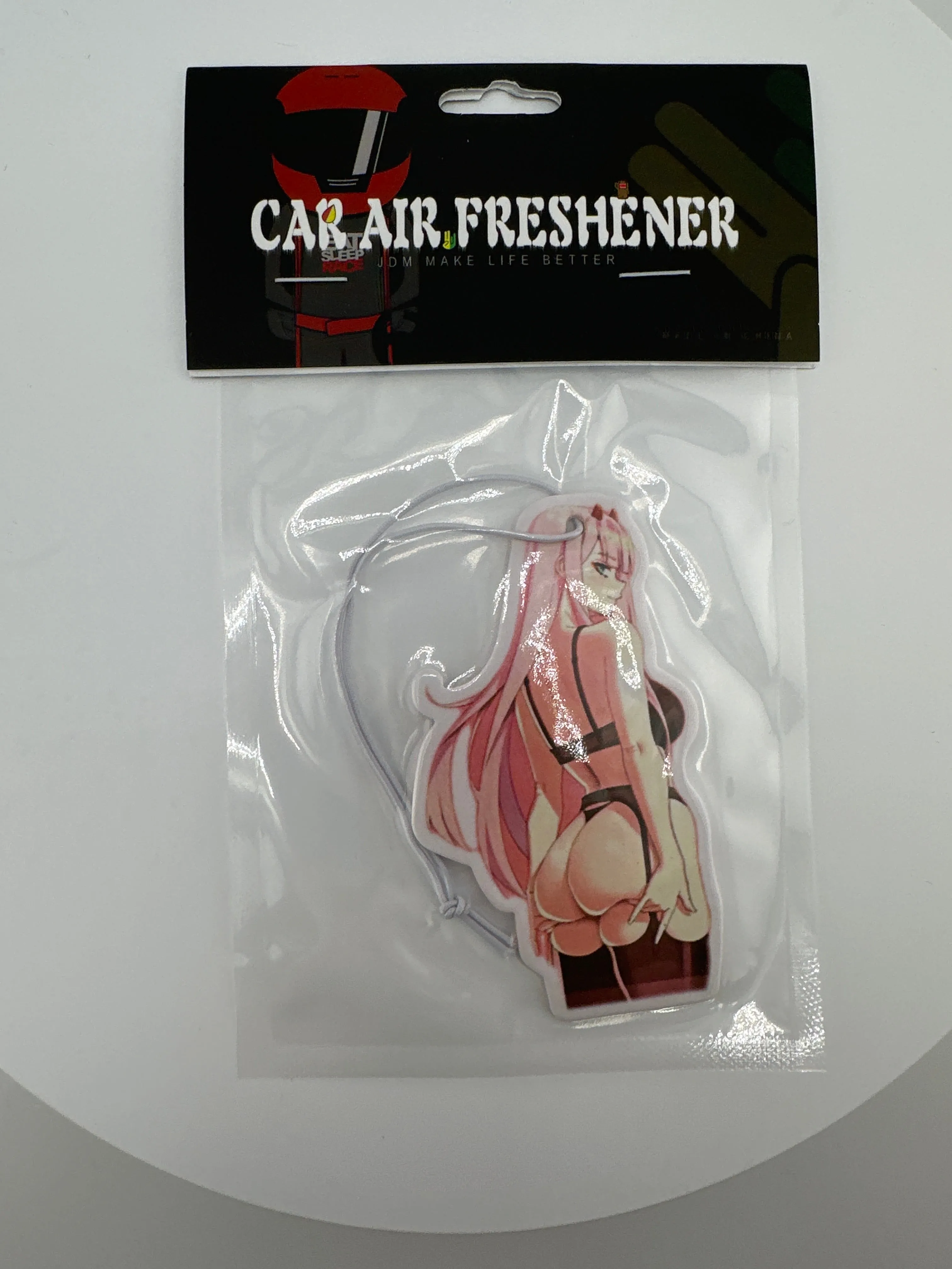 Anime waifu in bikini with pink hair Air Freshener