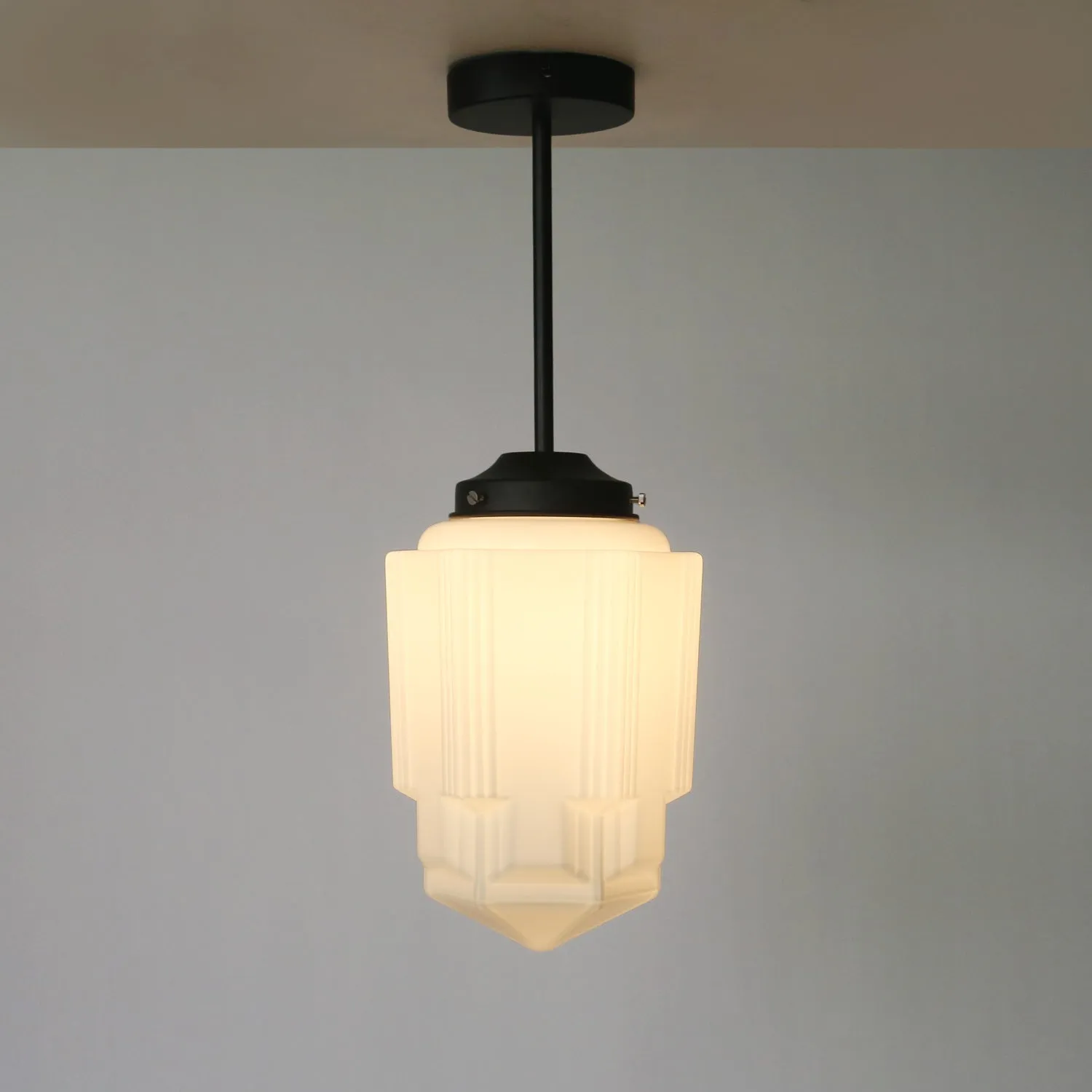 Art Deco A Milk Glass Fixed Ceiling Light