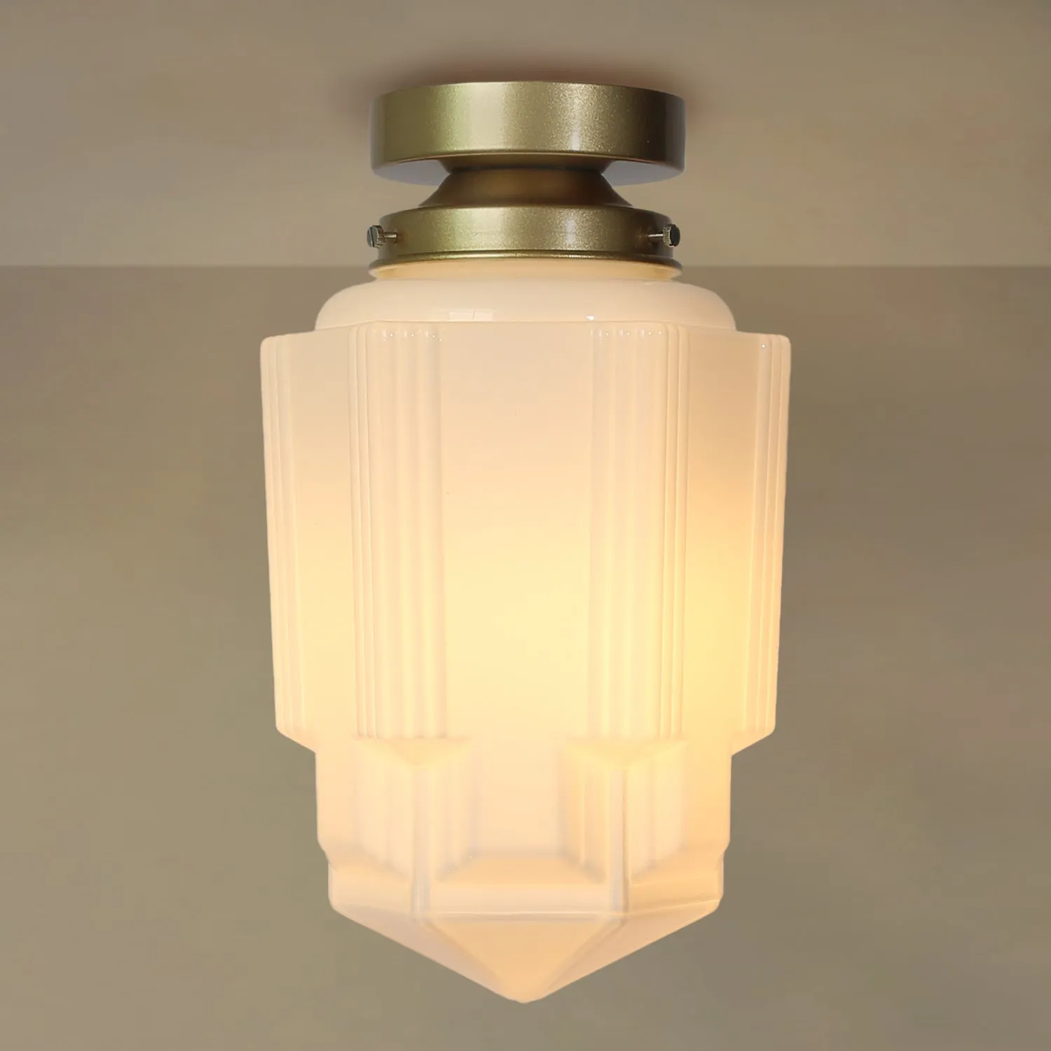 Art Deco A Milk Glass Fixed Ceiling Light