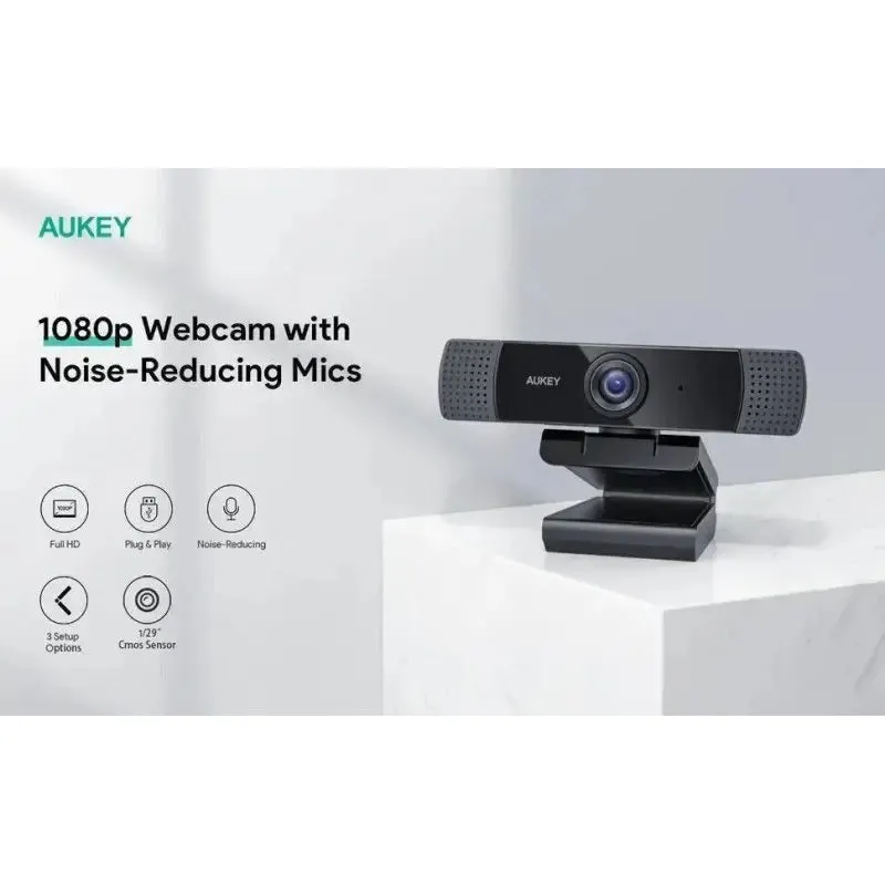 Aukey Webcam 1080P Full HD Video Chat Stereo Microphone