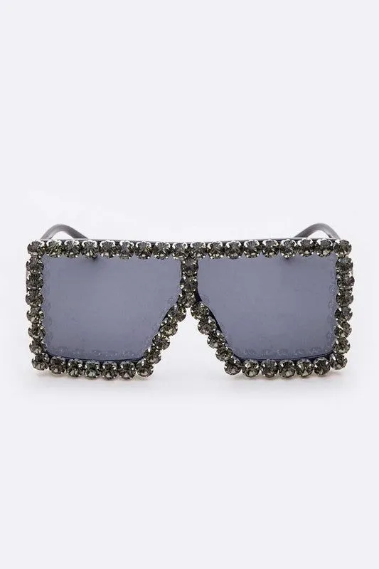 Beauty Inspired- Oversized Sunglasses with Bling Trim