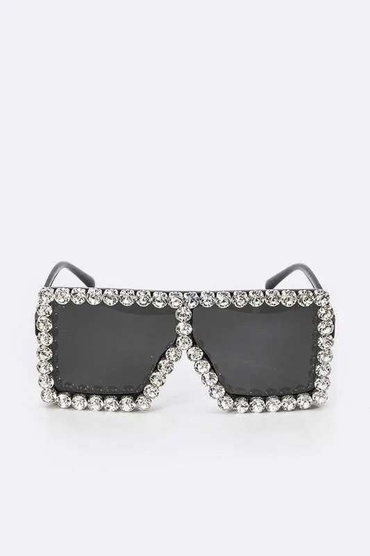 Beauty Inspired- Oversized Sunglasses with Bling Trim