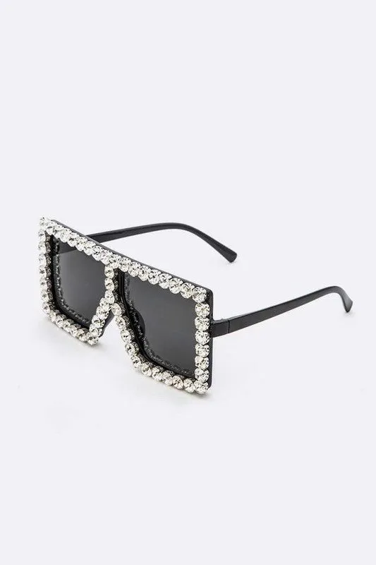 Beauty Inspired- Oversized Sunglasses with Bling Trim