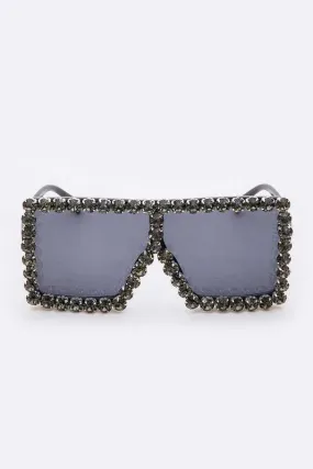 Beauty Inspired- Oversized Sunglasses with Bling Trim