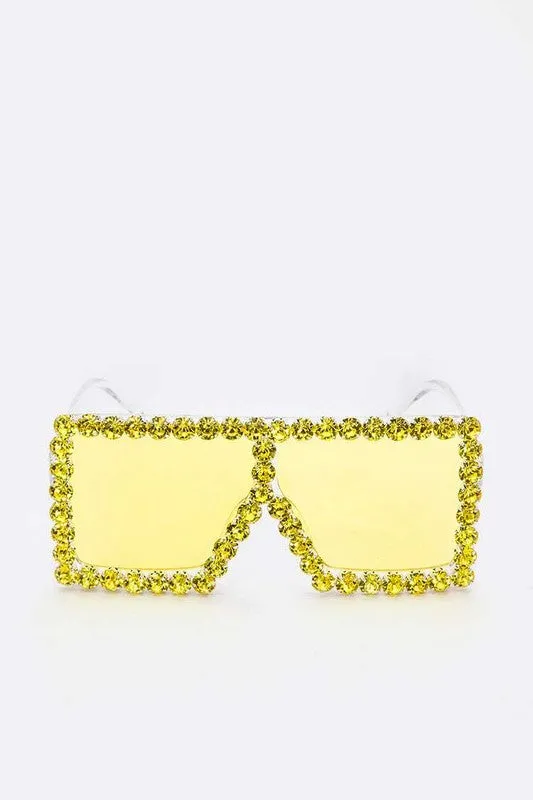 Beauty Inspired- Oversized Sunglasses with Bling Trim