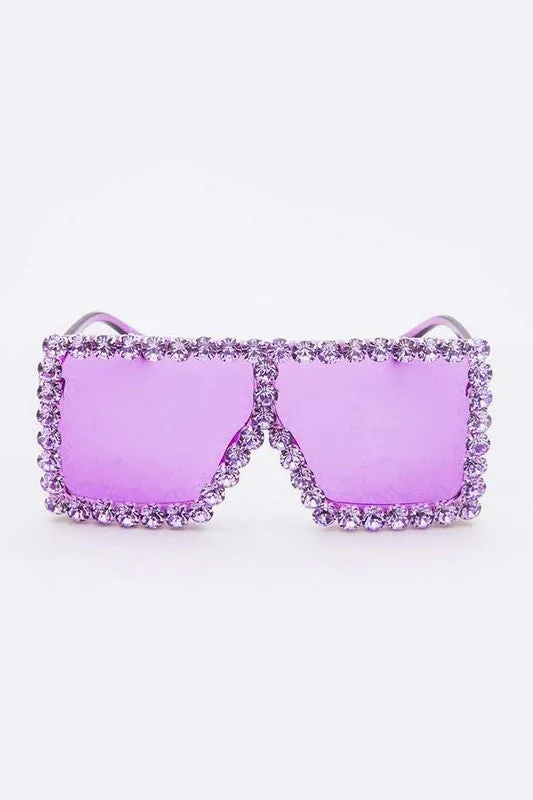 Beauty Inspired- Oversized Sunglasses with Bling Trim