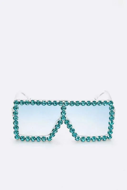 Beauty Inspired- Oversized Sunglasses with Bling Trim