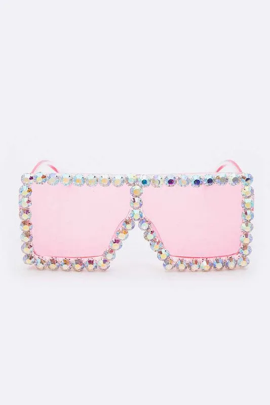 Beauty Inspired- Oversized Sunglasses with Bling Trim