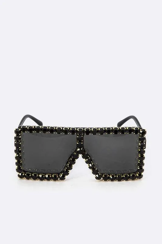 Beauty Inspired- Oversized Sunglasses with Bling Trim