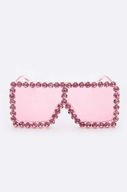 Beauty Inspired- Oversized Sunglasses with Bling Trim