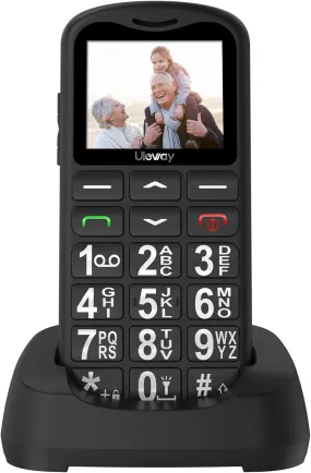 Big Button Mobile Phone for Elderly Easy to Use Basic Mobile Phone SIM Free Unlocked Senior Mobile Phone with SOS Button, Speed Dial, 800mAh, Bluetooth and Charging Dock-Black