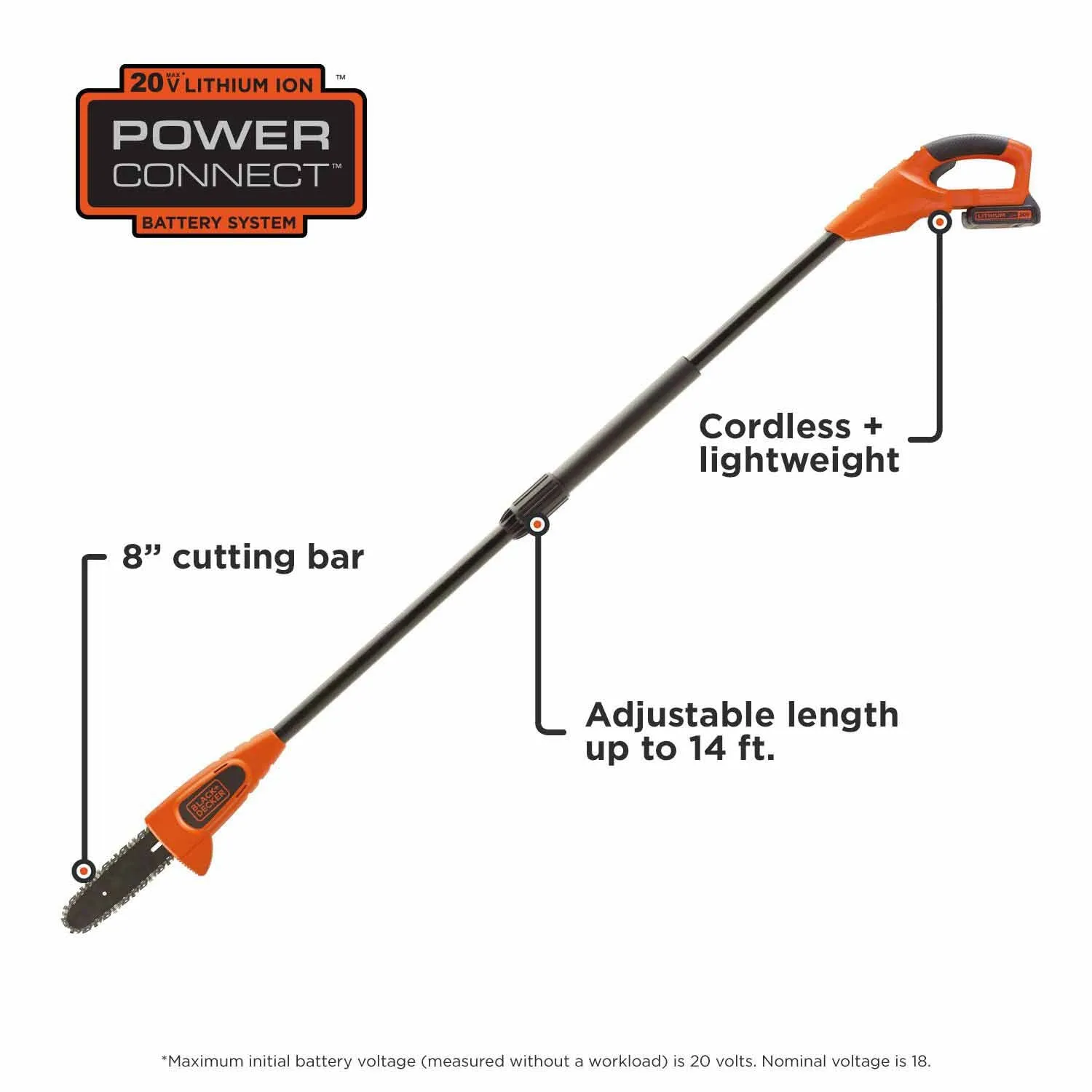 Black & Decker LPP120 20-volt Lithium Ion (Li-ion) 8-in Cordless Electric Pole Saw