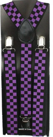 black and purple checkered suspenders Case of 72