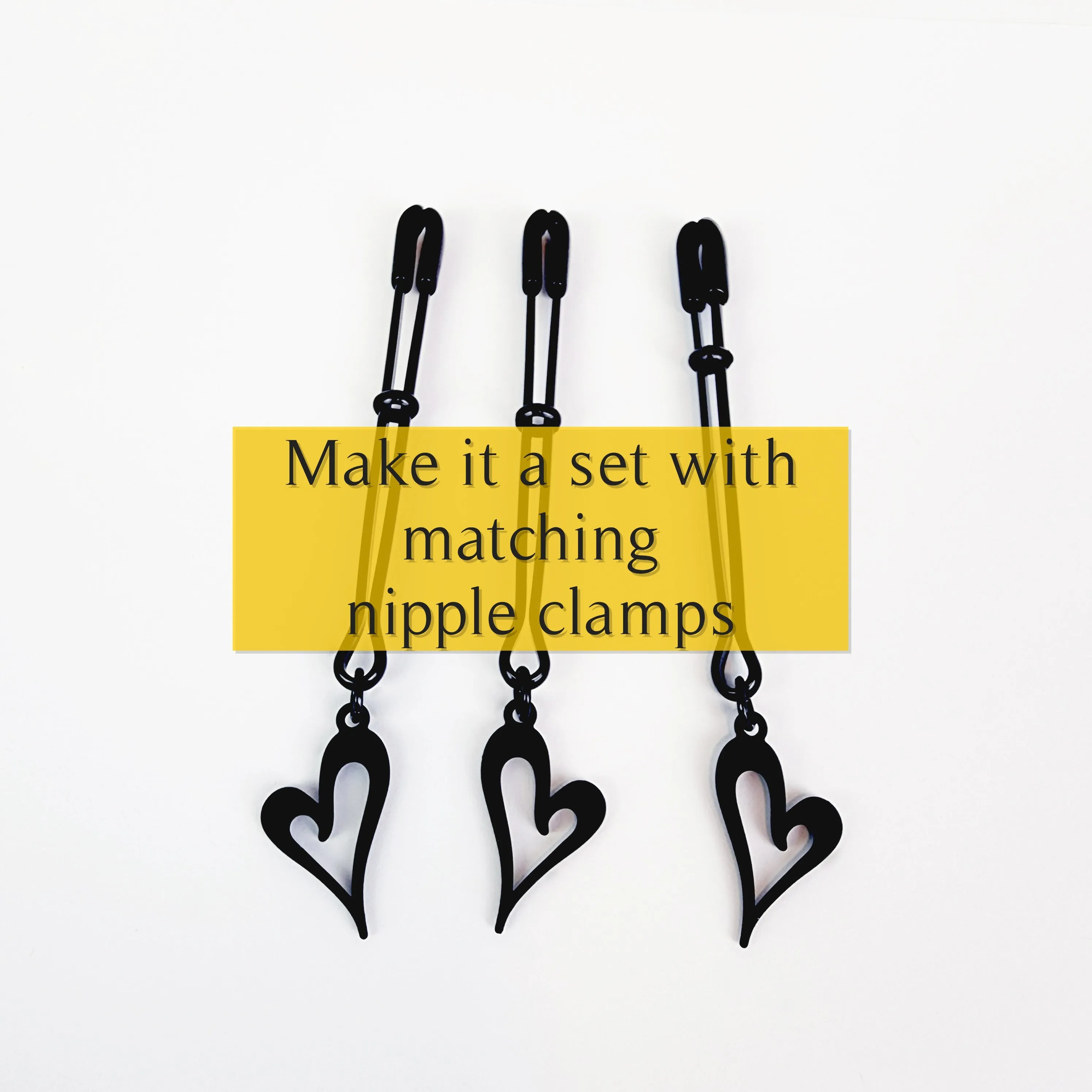 Black Clit Clamp, Black with Heart. Tweezer Clitoral Clamp. Adult Toy for Women, MATURE, BDSM