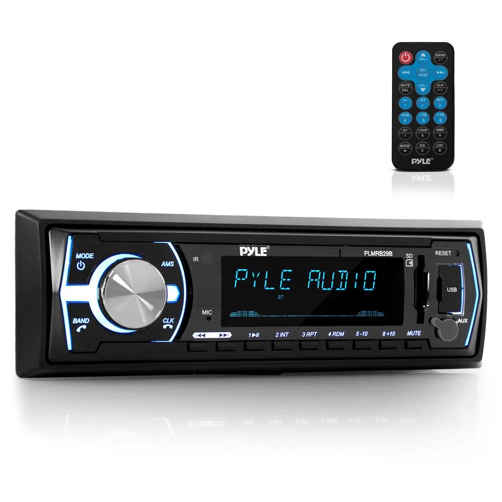 Bluetooth Marine In-Dash Stereo Receiver, Wireless Music Streaming, Hands-Free Call Answering, Mp3 Playback, Usb/Sd Card Readers, Aux (3.5Mm) Input, Remote Control, Single Din (Black)