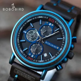 BOBO BIRD Top Brand Luxury Chronograph Military Quartz Wood Watch