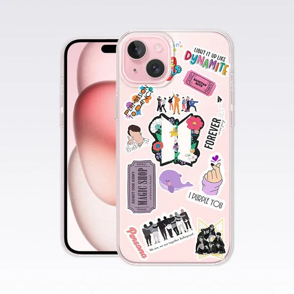 BTS Sticker Pattern V2 Clear Silicon Cover