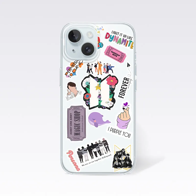 BTS Sticker Pattern V2 Clear Silicon Cover