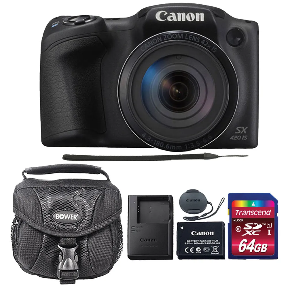 Canon PowerShot SX420 IS HD Wi-Fi 20MP Digital Camera Black with Accessory Bundle