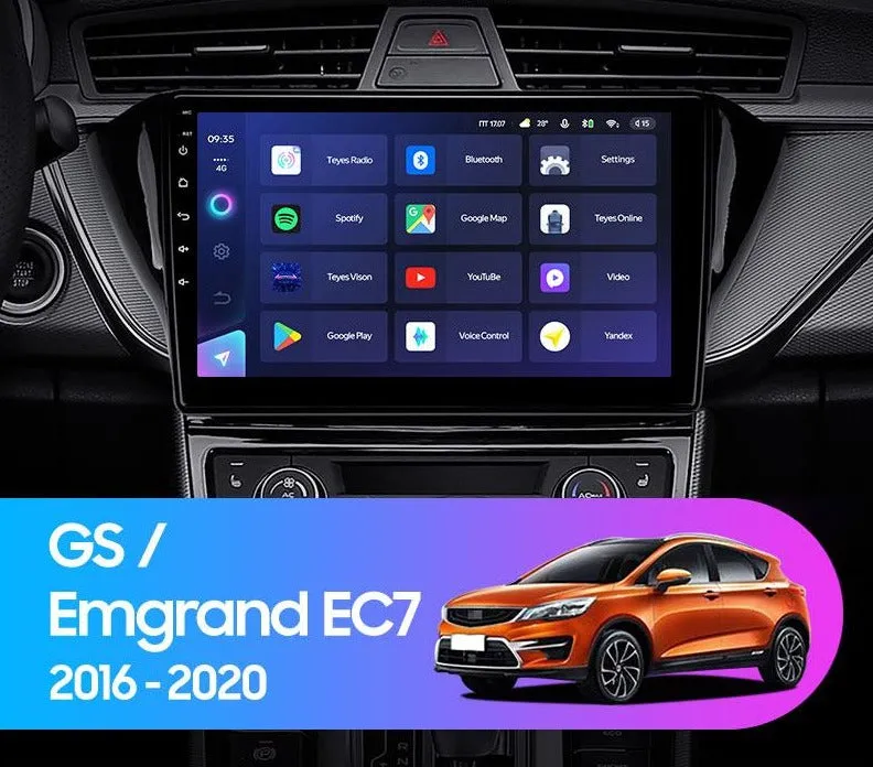 Car Dealz Elite 4G Data Model 10.2" Android 12.0 For Geely GS 2016 - 2020 Emgrand EC7 1 2018 - 2020 In Dash Plus OEM Fascia