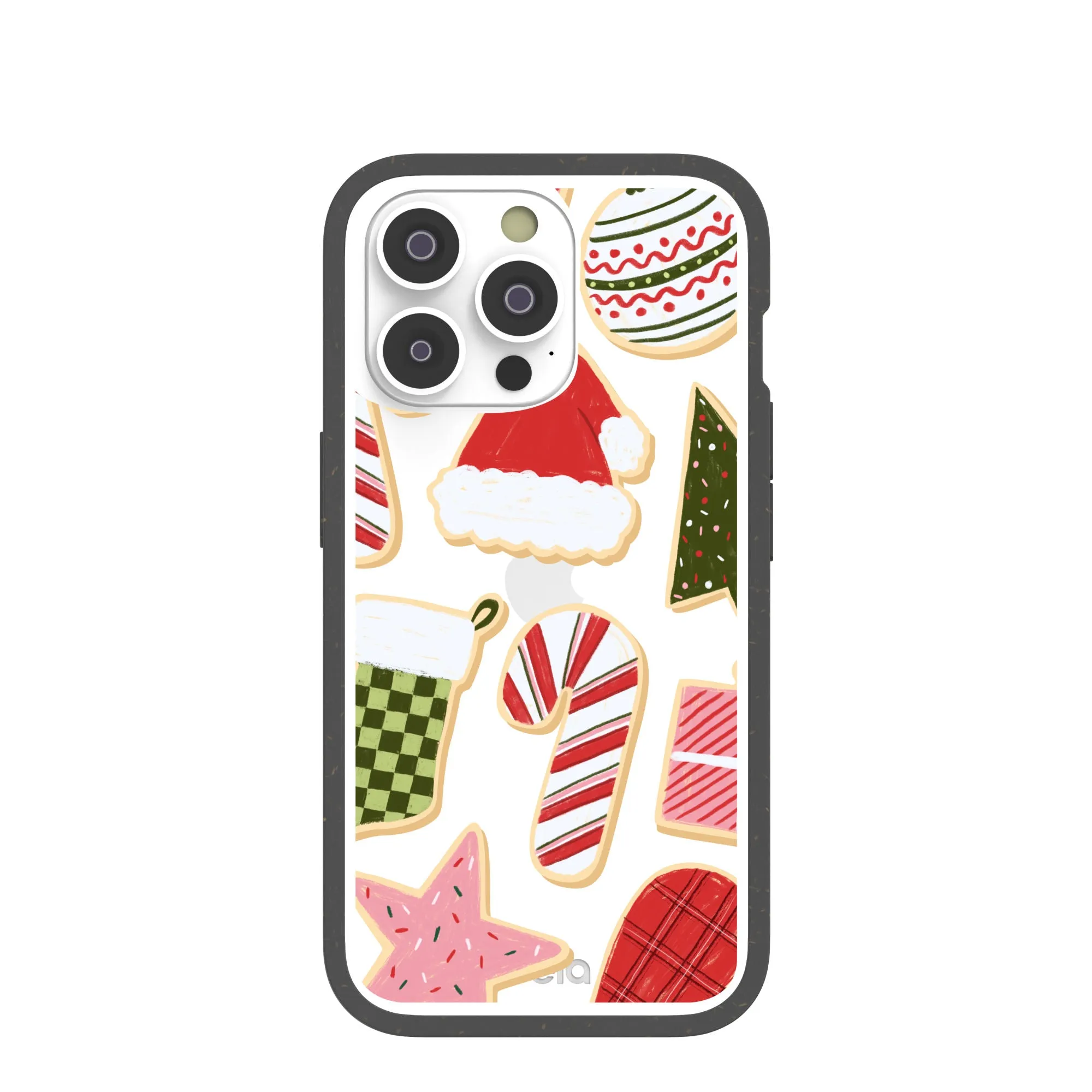 Clear Festive Cookies iPhone 14 Pro Case With Black Ridge