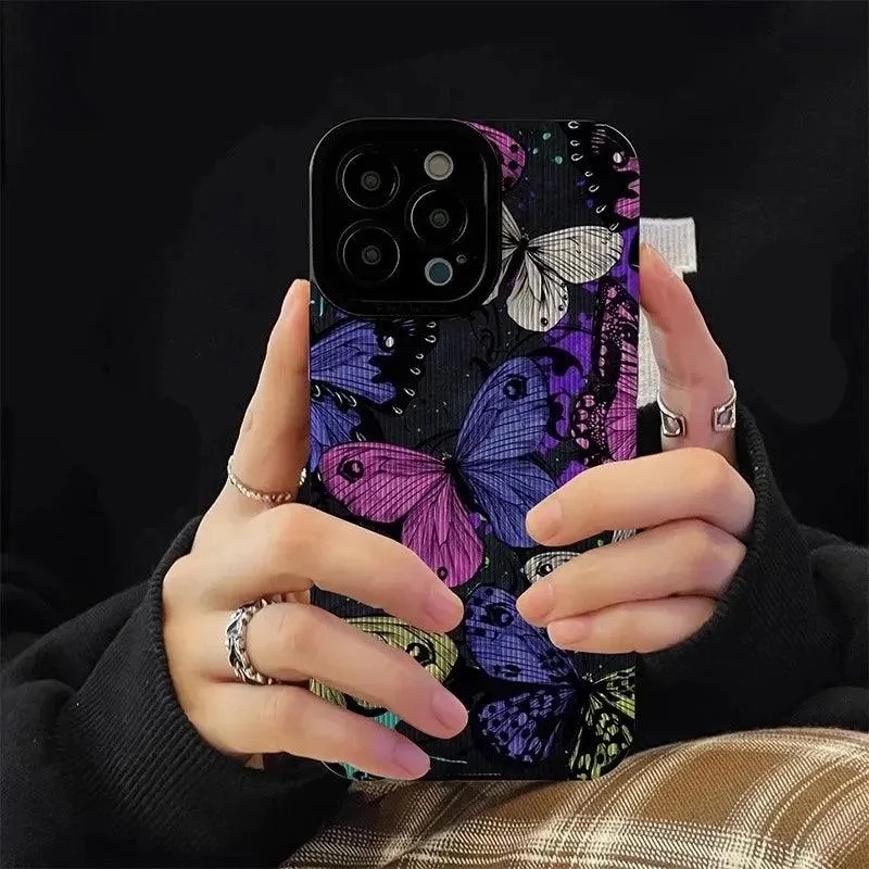 Colorful Butterflies Cute Phone Case for iPhone 15 14 13 12 11 Pro Max, 14 15 Plus, 12 13 Mini, X, XR, XS Max, 7 8 Plus