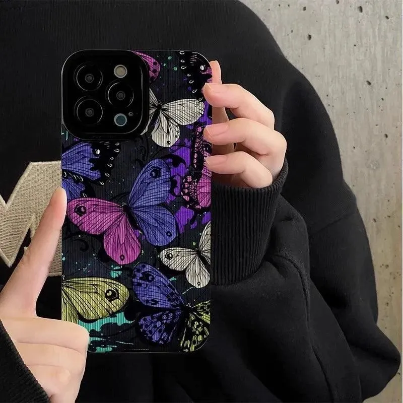 Colorful Butterflies Cute Phone Case for iPhone 15 14 13 12 11 Pro Max, 14 15 Plus, 12 13 Mini, X, XR, XS Max, 7 8 Plus