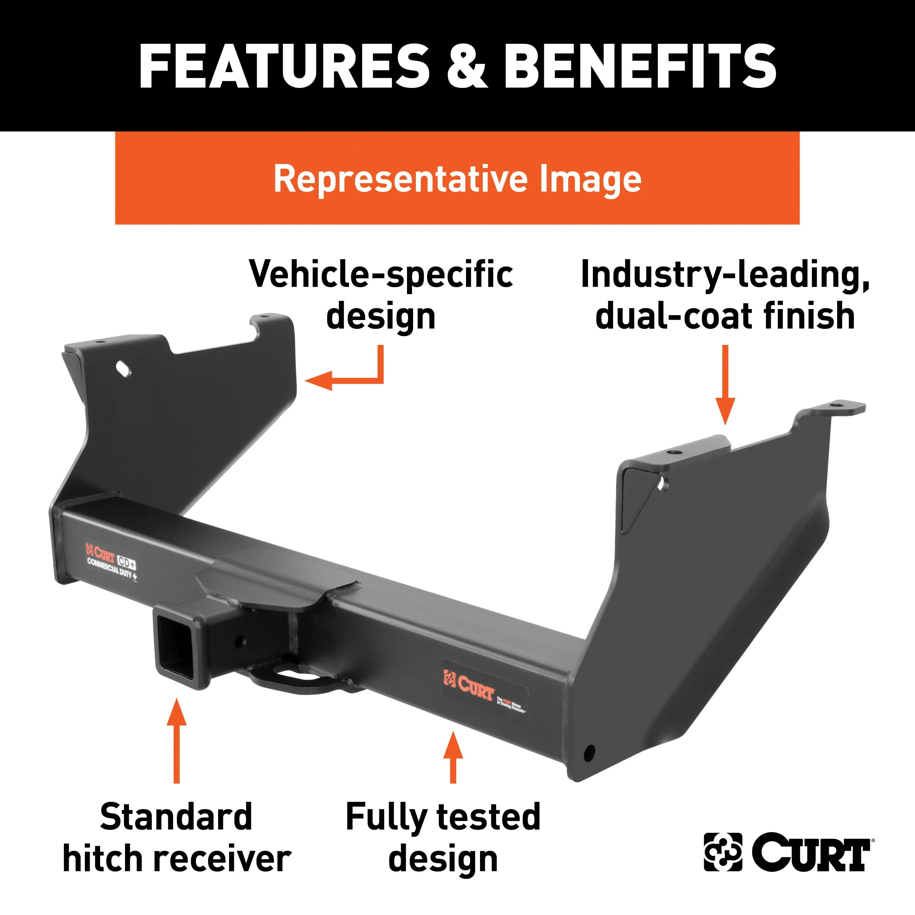 CURT 15801 Commercial Duty Class 5 Trailer Hitch; 2-1/2in. Receiver; Select Ram 2500; 3500