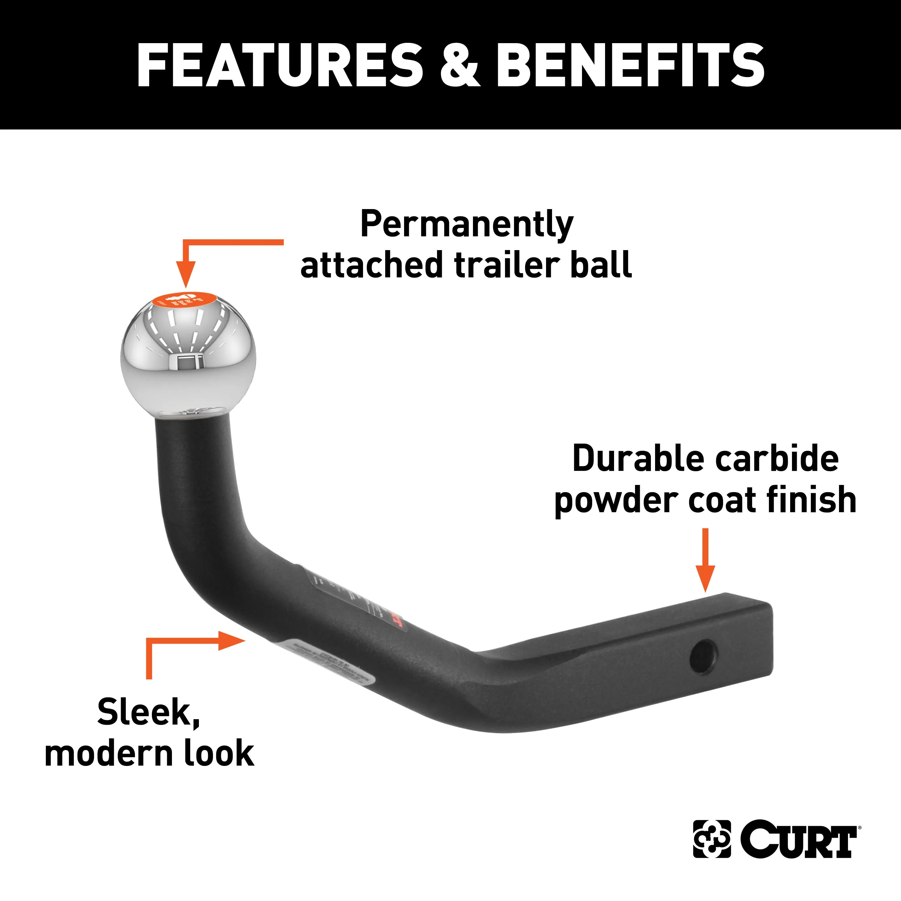 CURT 45562 Euro Mount (2in. Ball; 1-1/4in. Shank; 3;500 lbs.; 5-1/8in. High; 9-3/4in. Long)